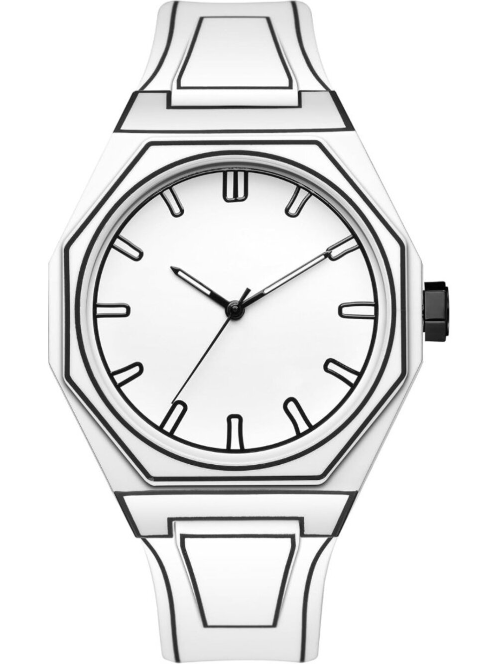 Stylish Minimalist Black & White Anime Sketch Sports Watch - Quartz Fashion